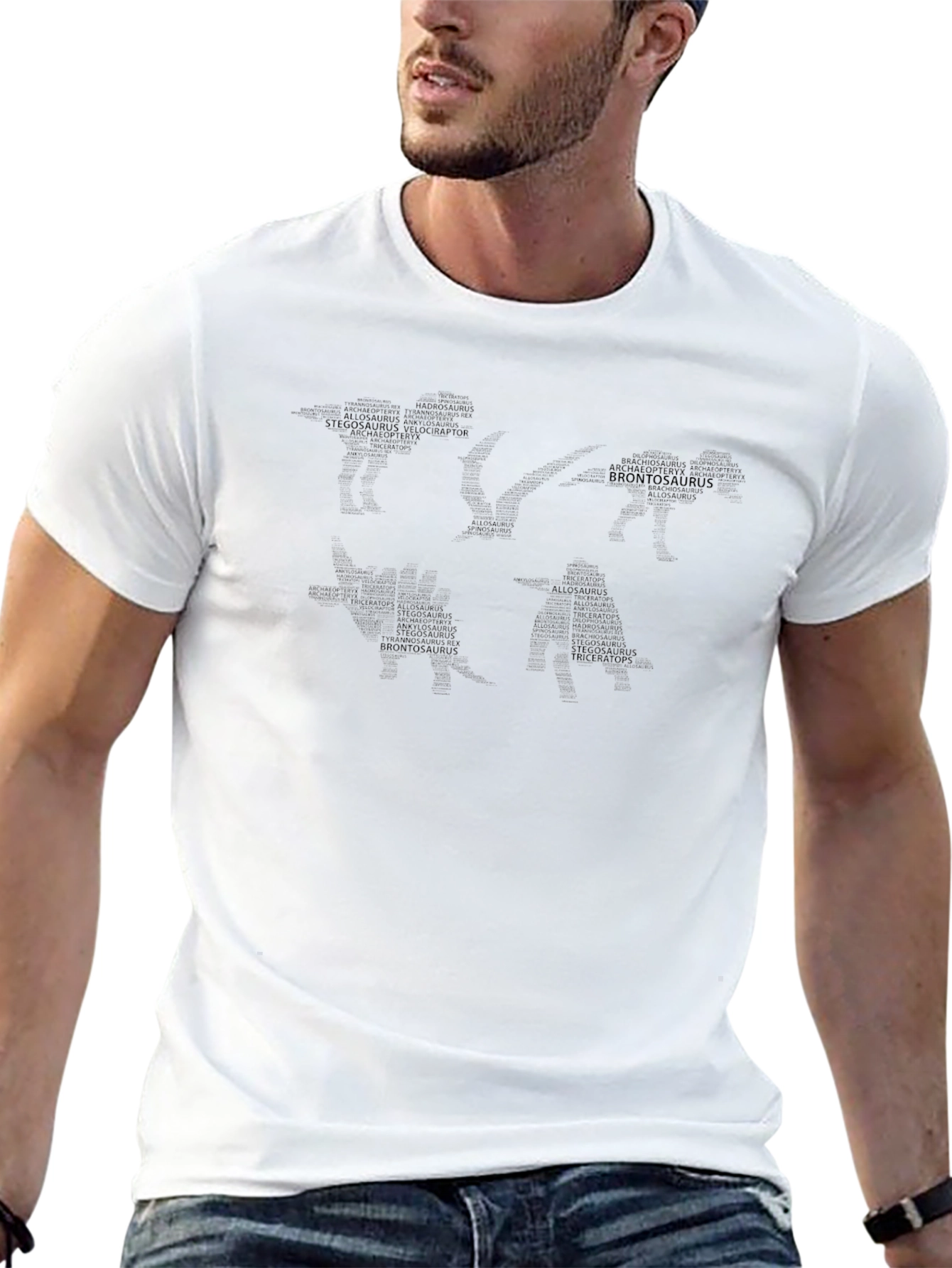 Dinosaur Word Art Graphic Black T-Shirt