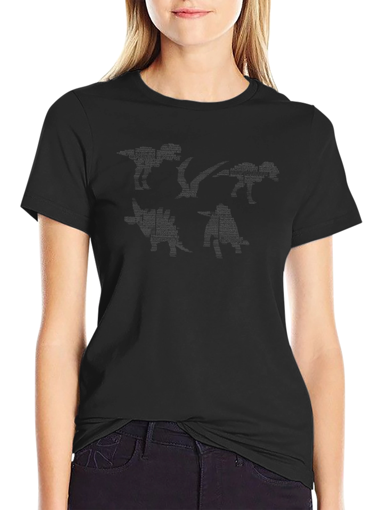 Dinosaur Word Art Graphic Black T-Shirt
