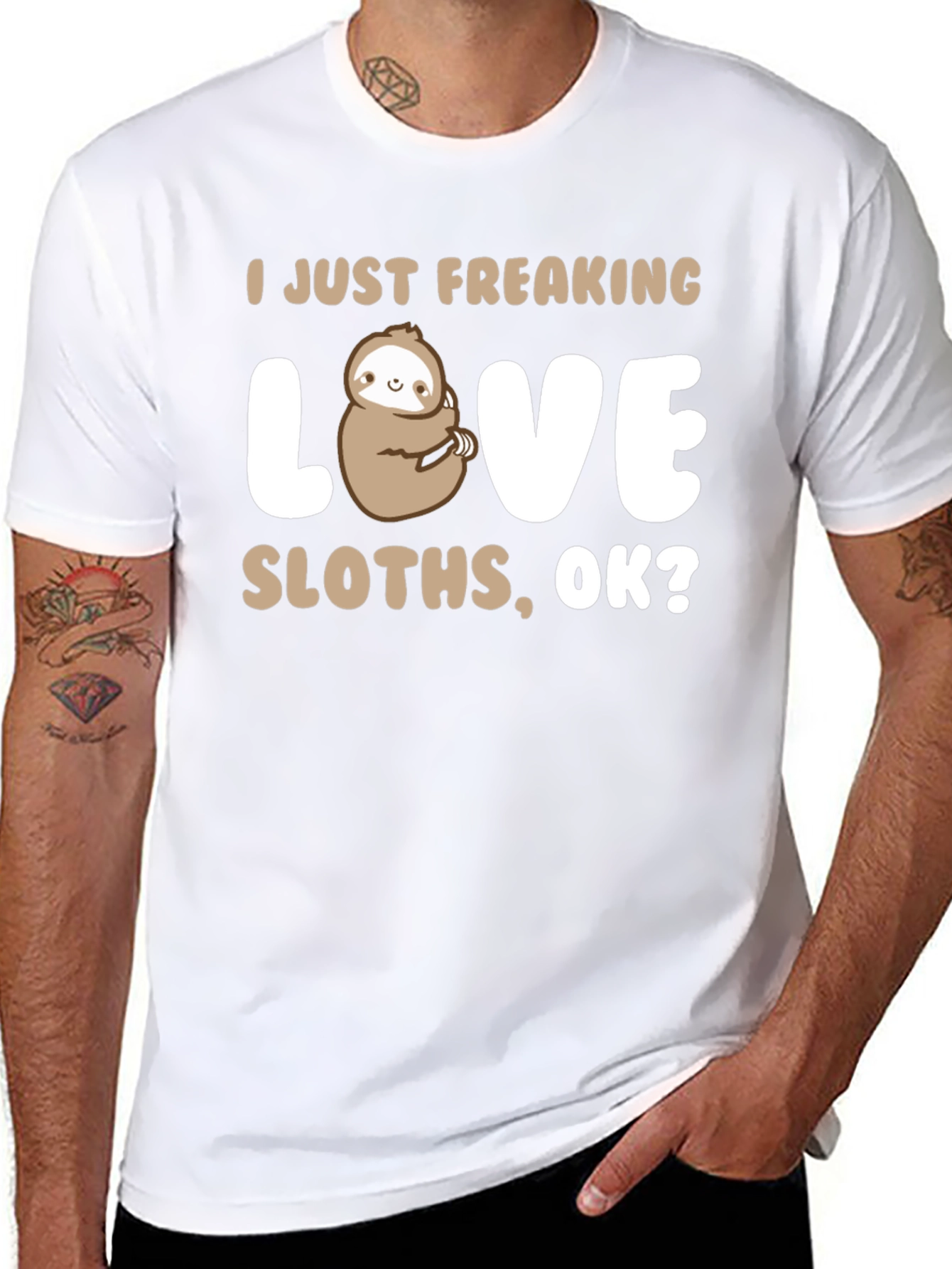 I Just Freaking Love Sloths Black T-Shirt