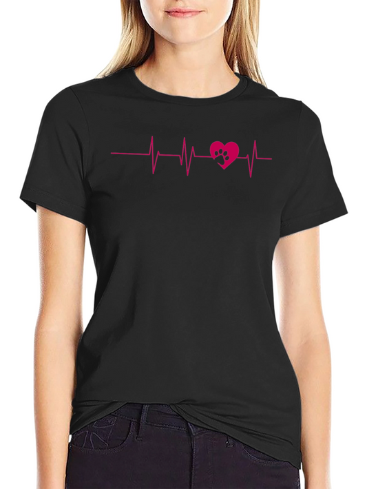 Paw Heartbeat Pink T-Shirt – Cute Dog Lover Tee