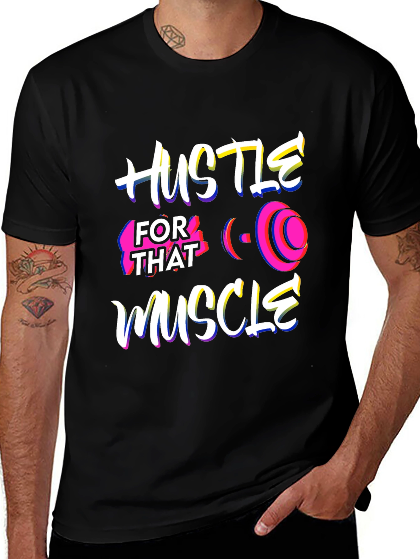 Hustle for That Muscle Graphic Tee - Black