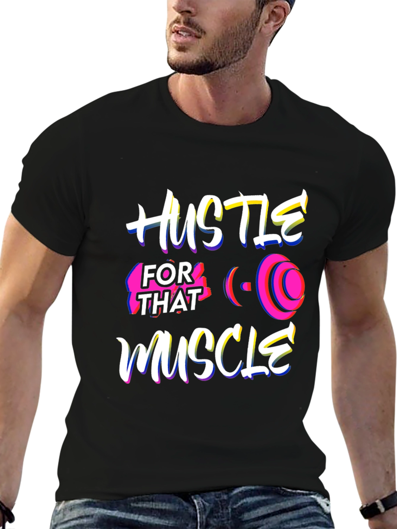 Hustle for That Muscle Graphic Tee - Black