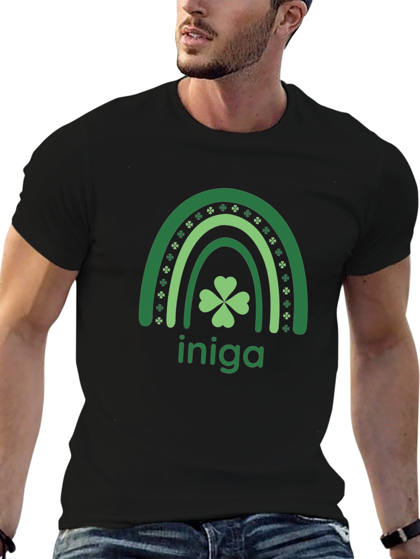 St. Patricks Day Iniga Rainbow Shamrock T-Shirt