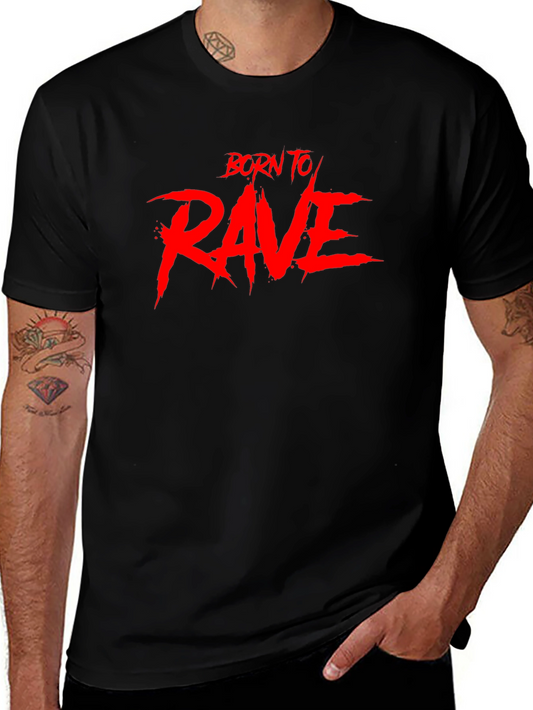 Born to Rave Graphic Tee - Black Crew Neck