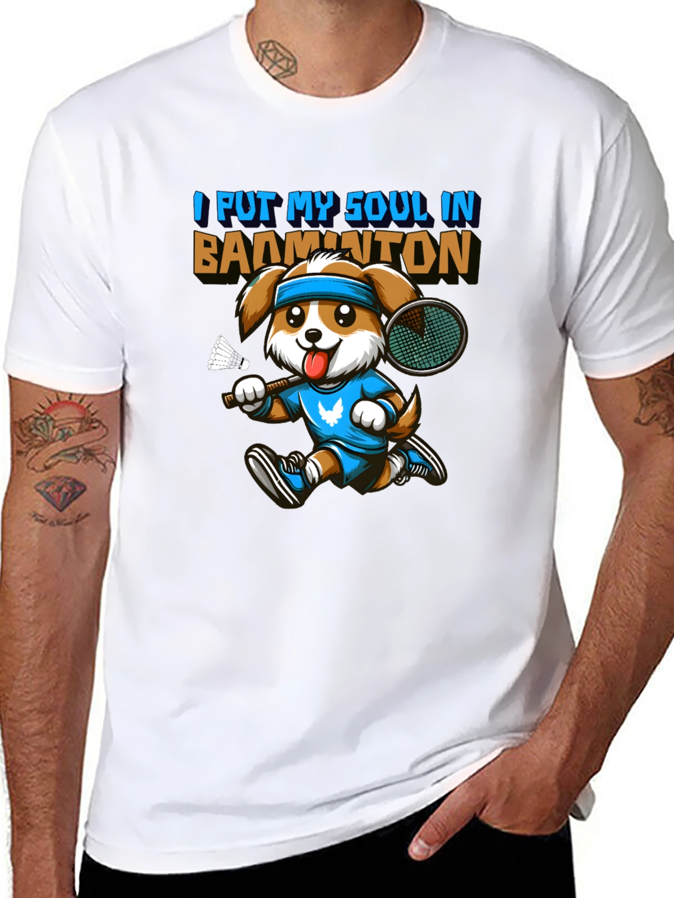 Badminton Dog Graphic Tee