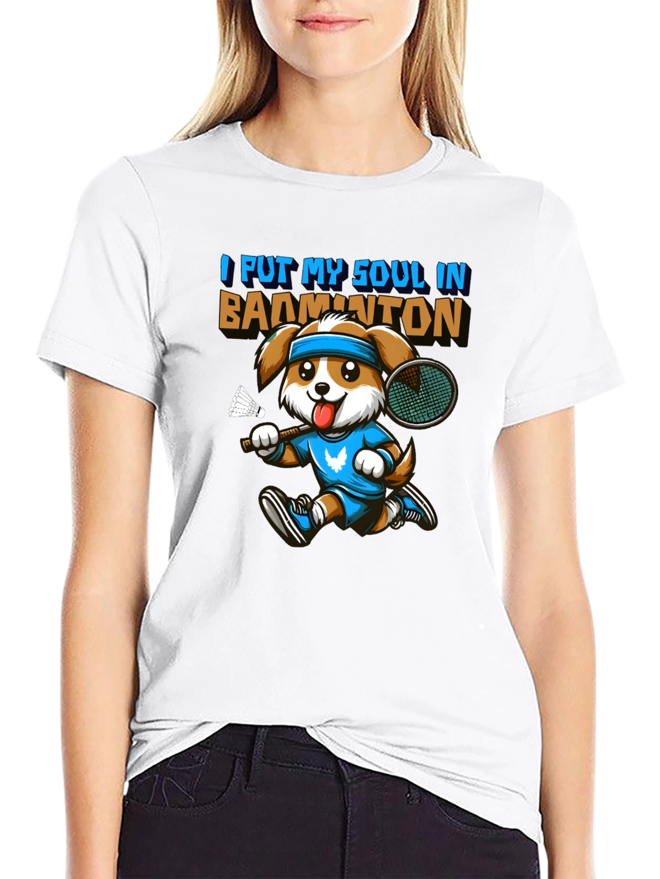 Badminton Dog Graphic Tee