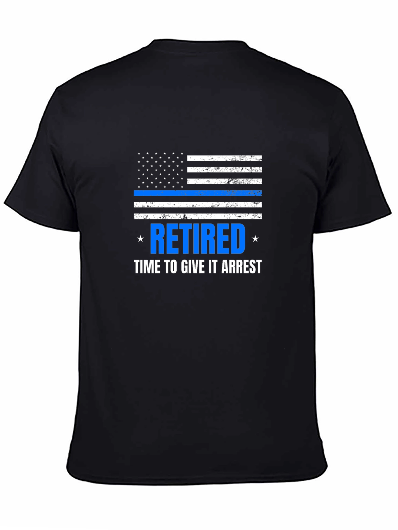 Retired Police Thin Blue Line Graphic T-Shirt