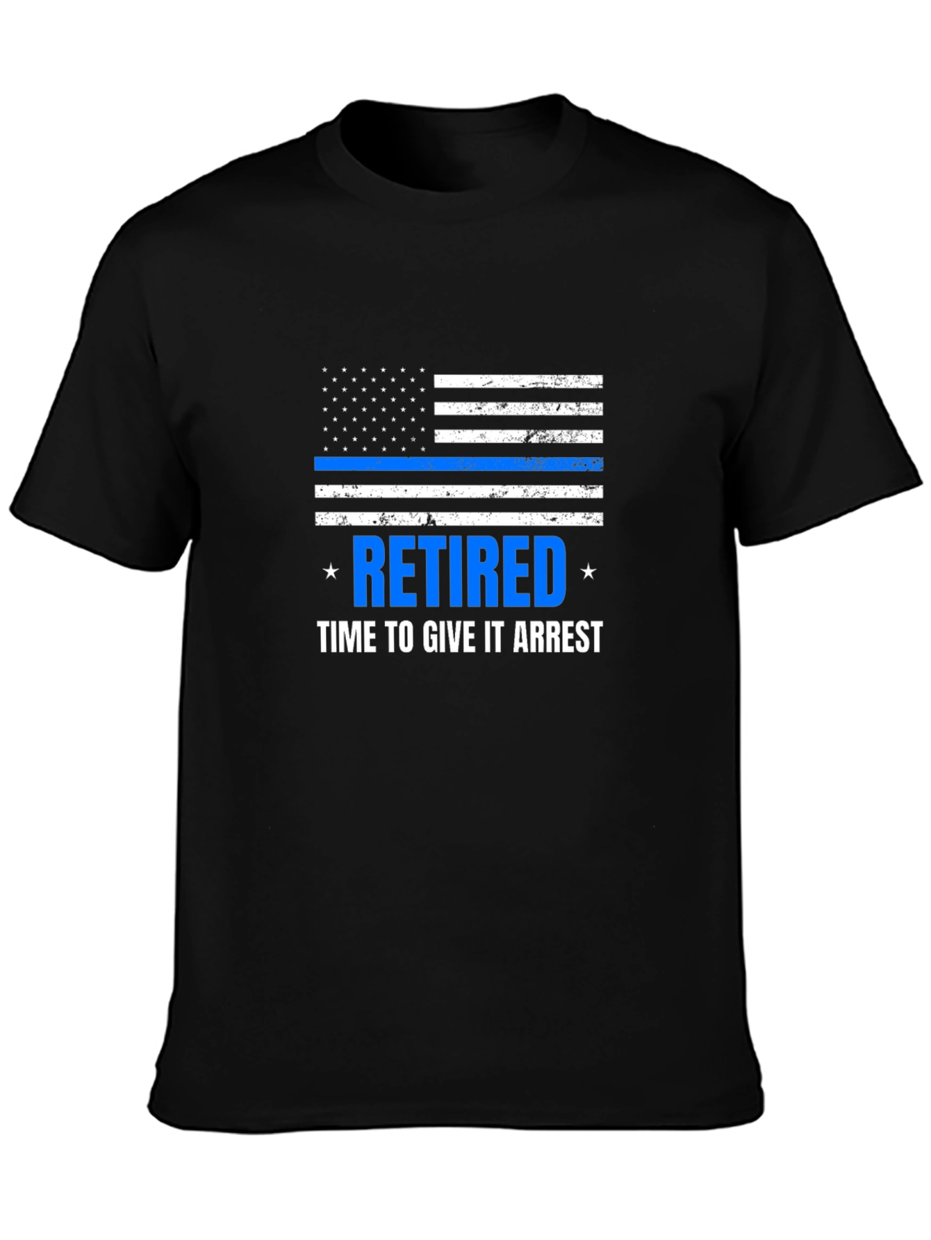 Retired Police Thin Blue Line Graphic T-Shirt