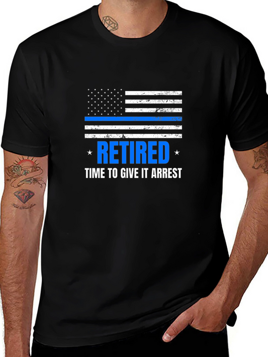 Retired Police Thin Blue Line Graphic T-Shirt