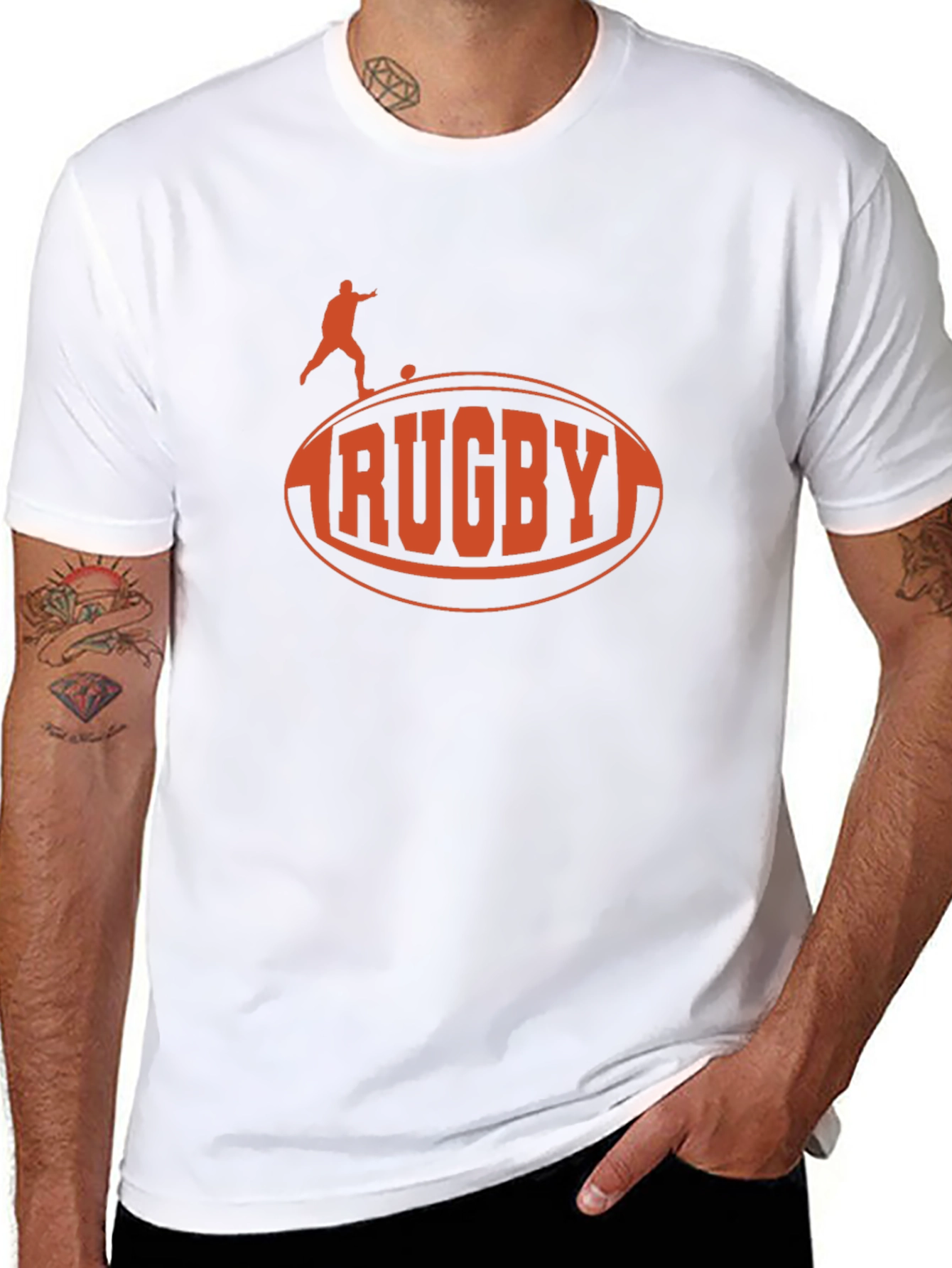 Rugby Graphic Tee - Black Cotton T-Shirt