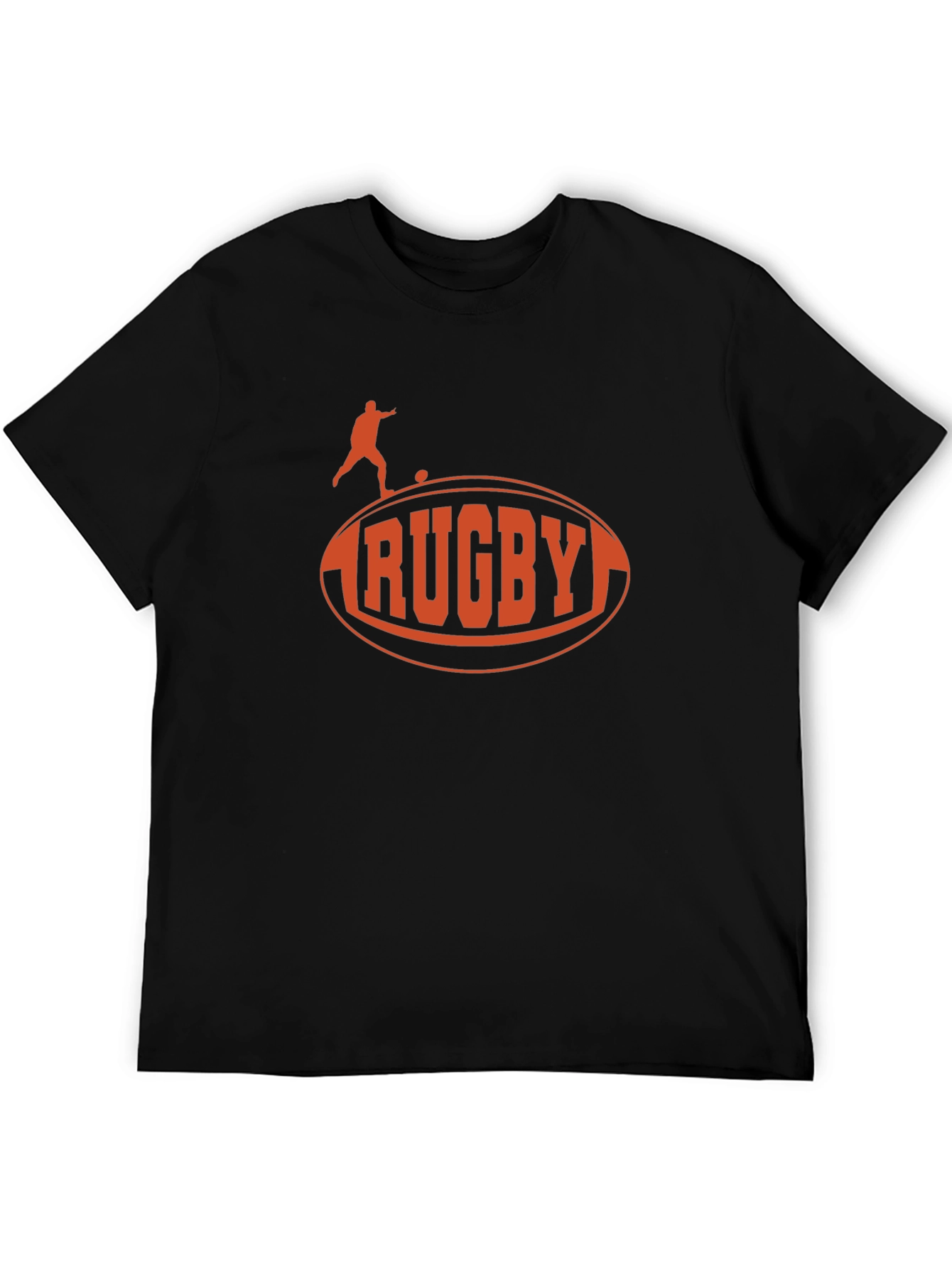 Rugby Graphic Tee - Black Cotton T-Shirt