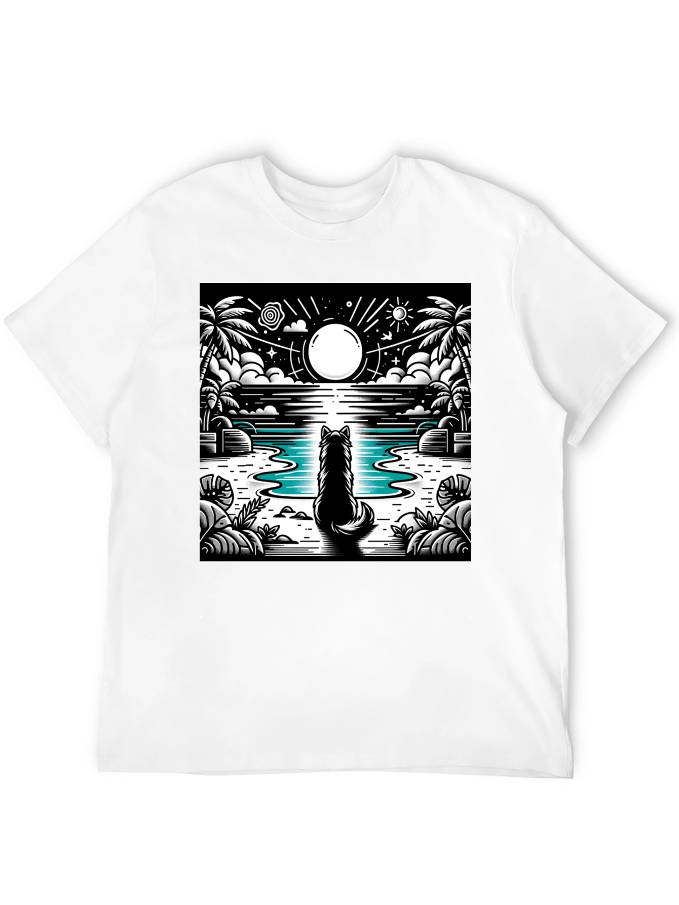 Wolf Moon Beach Black T-Shirt