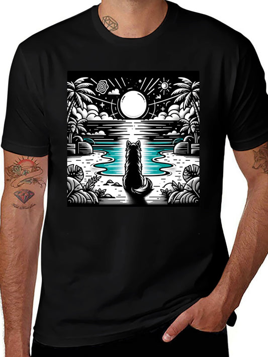 Wolf Moon Beach Black T-Shirt