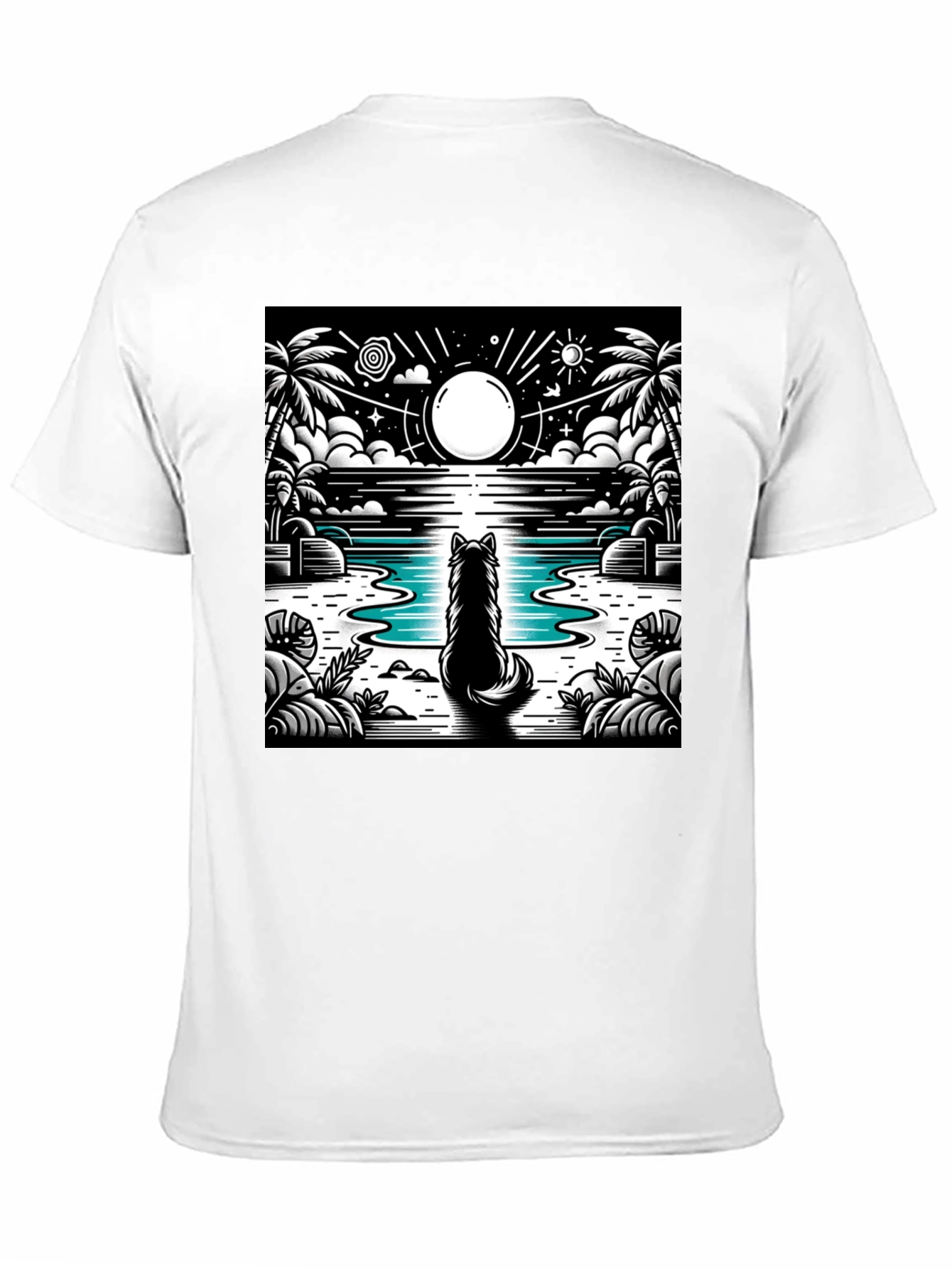 Wolf Moon Beach Black T-Shirt