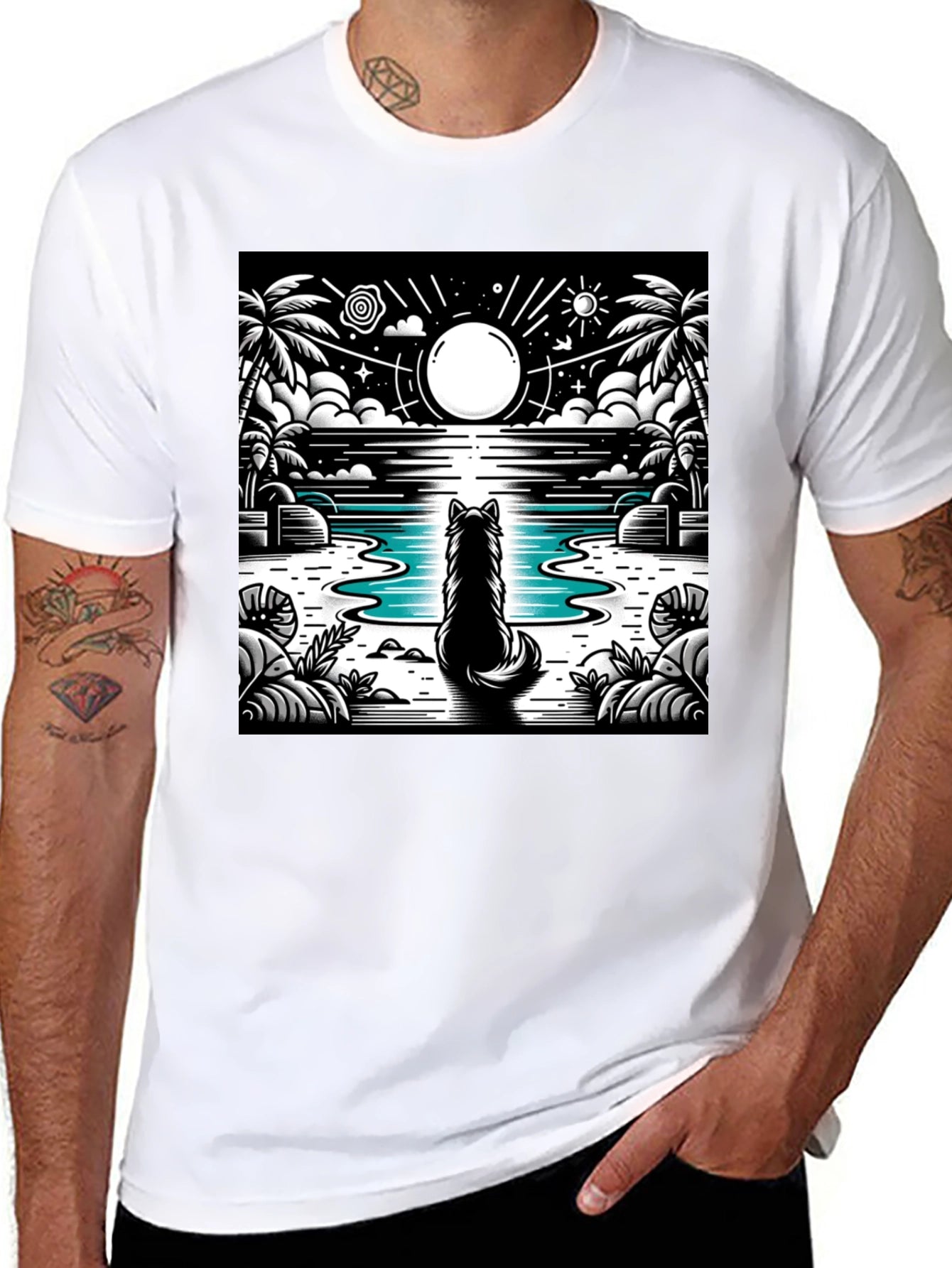 Wolf Moon Beach Black T-Shirt