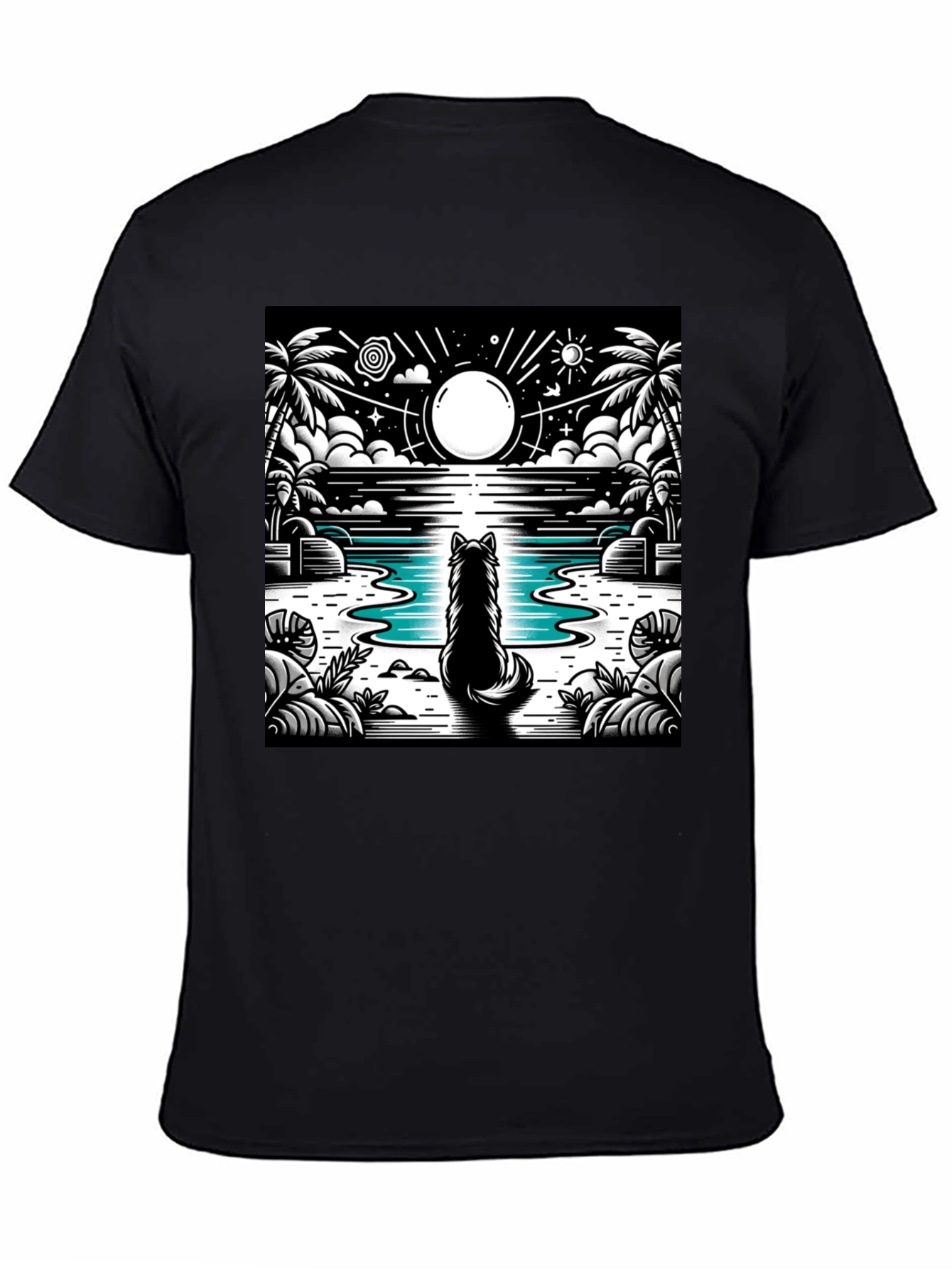 Wolf Moon Beach Black T-Shirt
