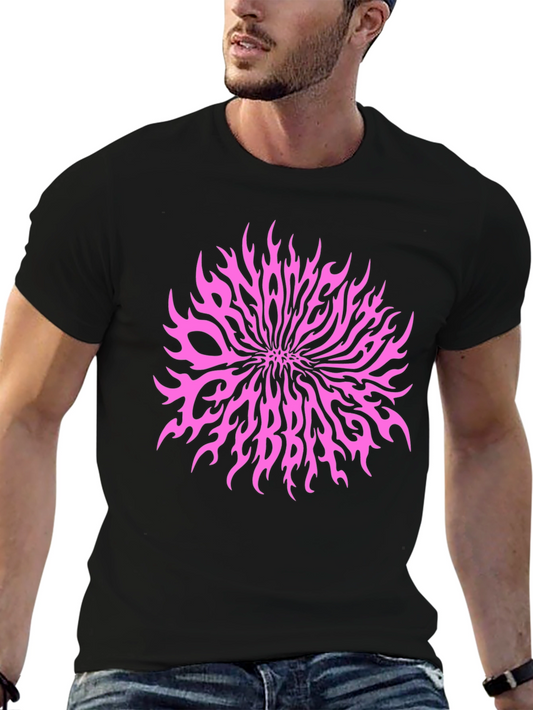 Black T-Shirt with Pink Slaves Cabbage Graphic