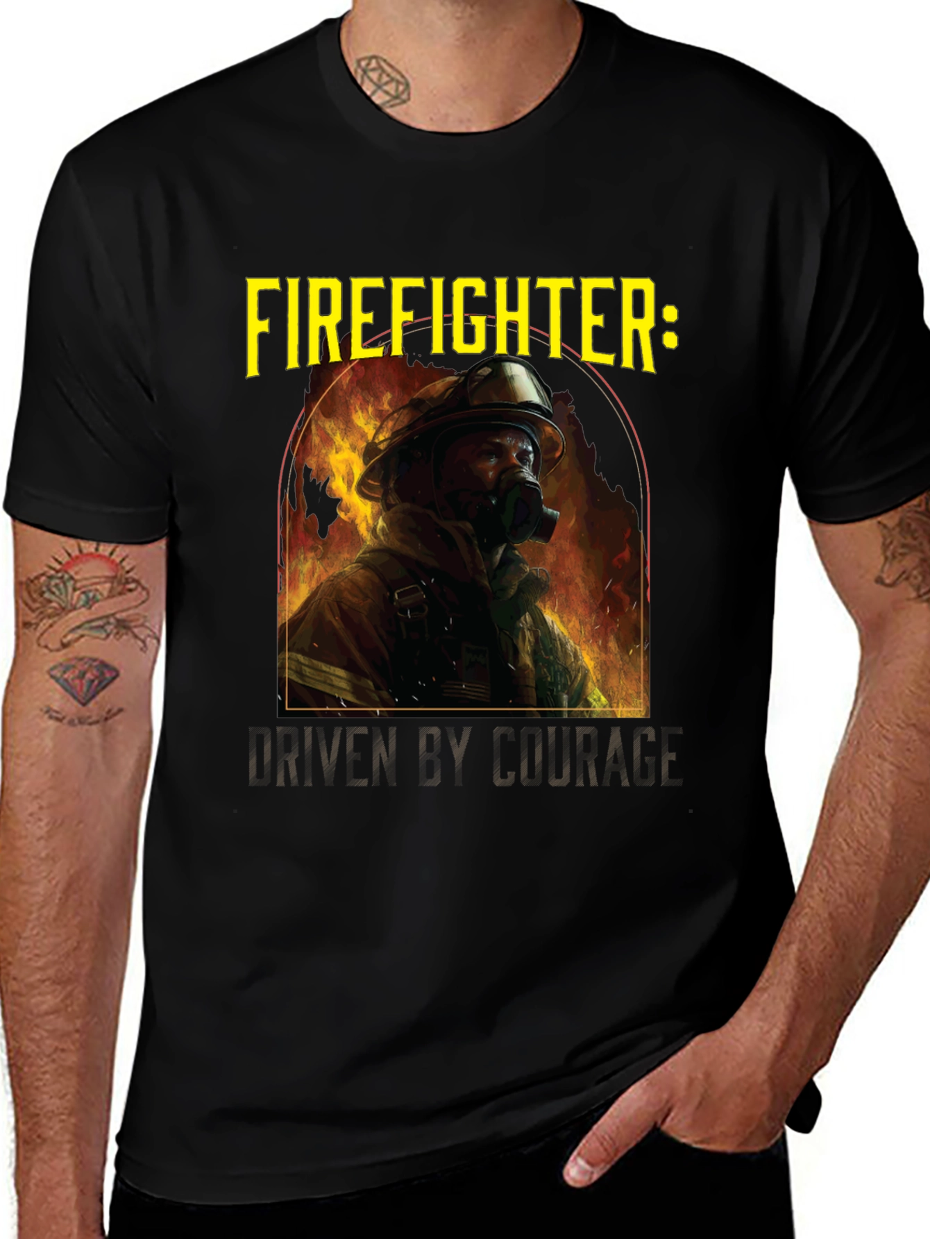 Firefighter Driven By Courage Black T-Shirt
