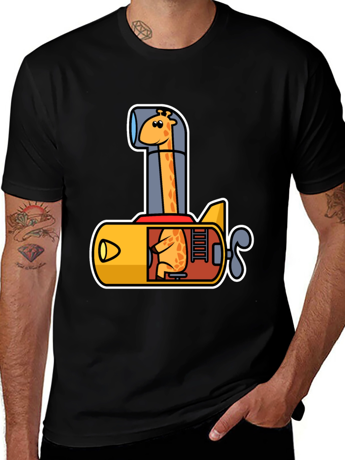 Giraffe Submarine Graphic Tee - Fun & Unique Design