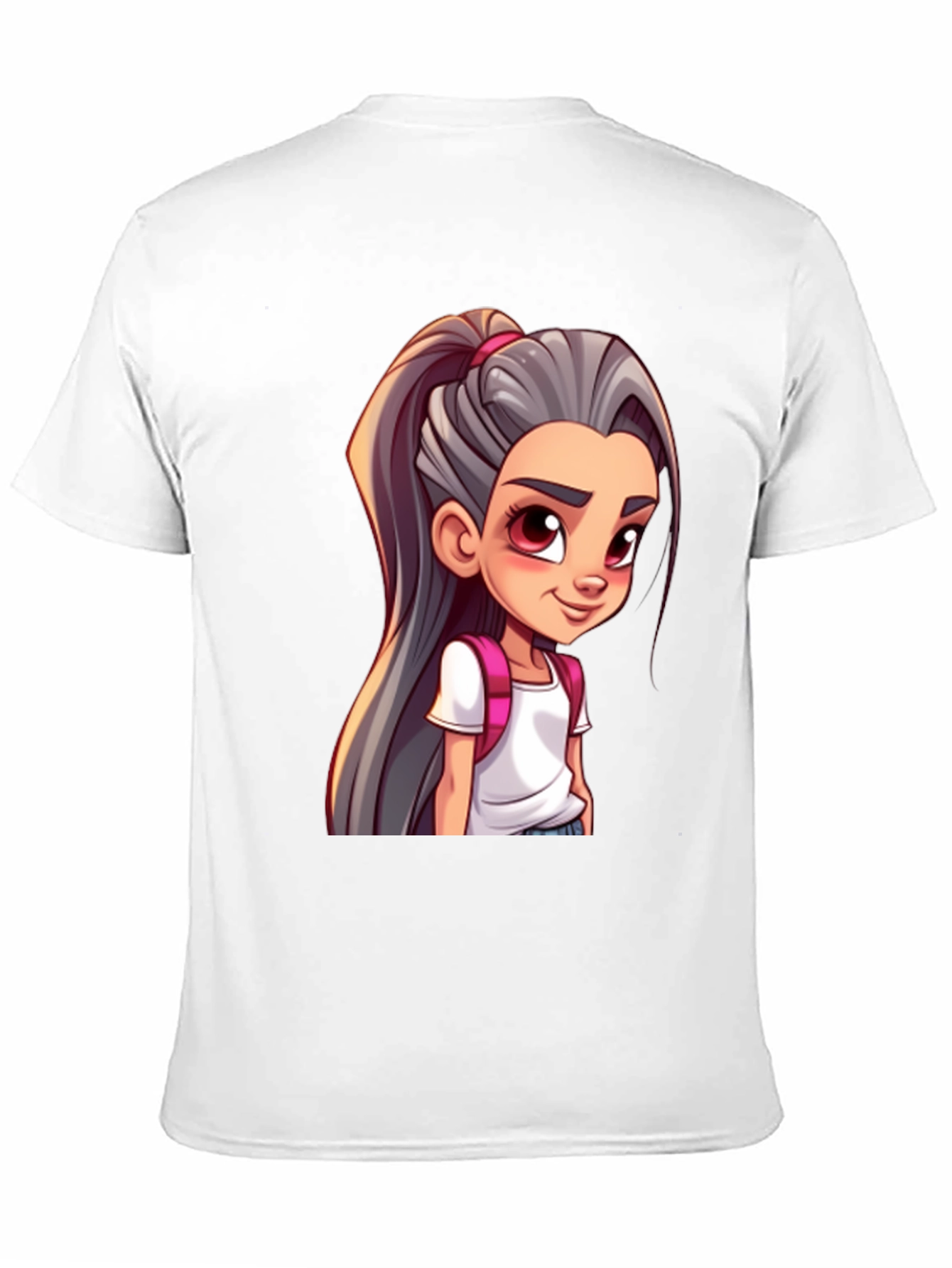 Cartoon Girl Graphic Black T-Shirt