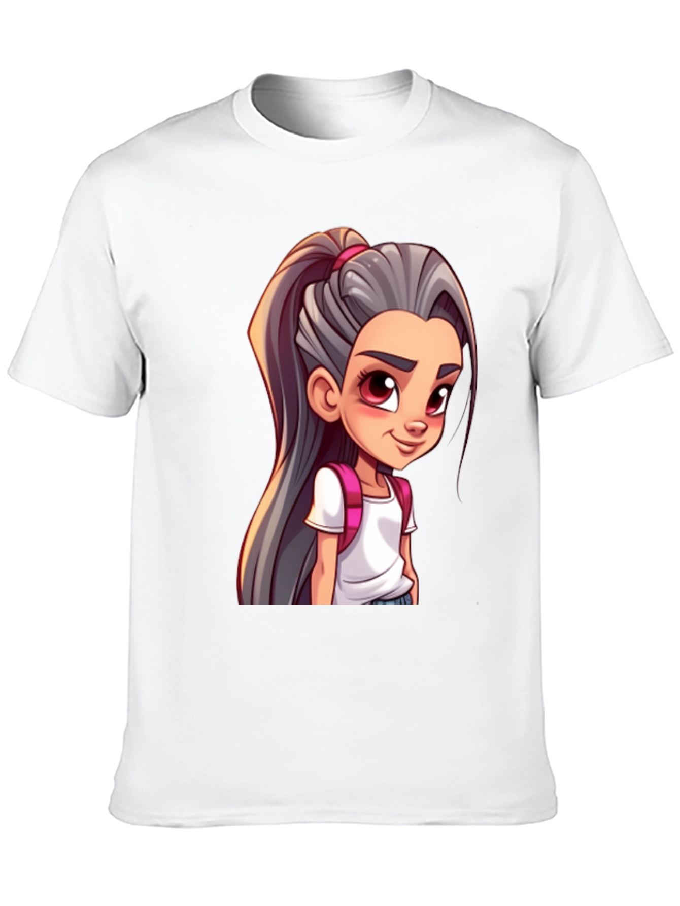 Cartoon Girl Graphic Black T-Shirt
