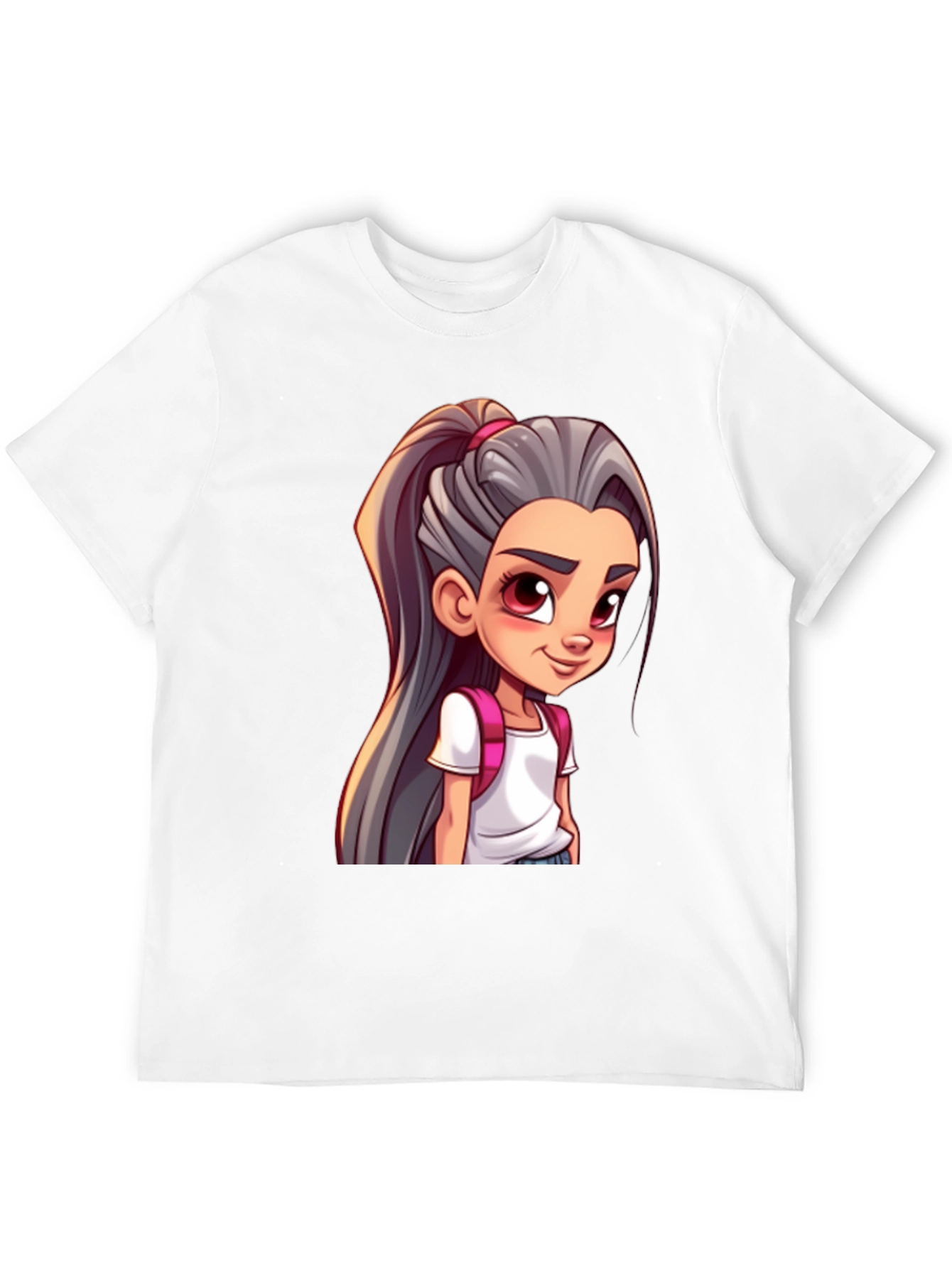 Cartoon Girl Graphic Black T-Shirt