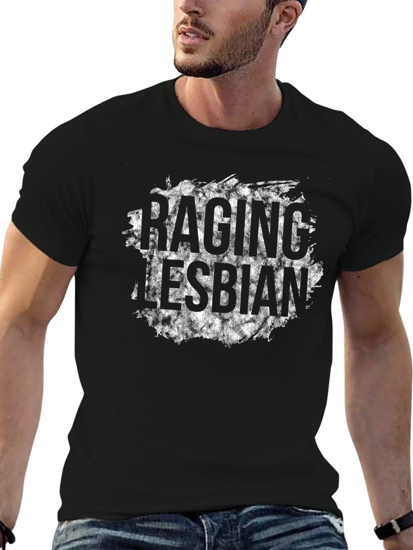 Raging Lesbian Black Cotton T-Shirt
