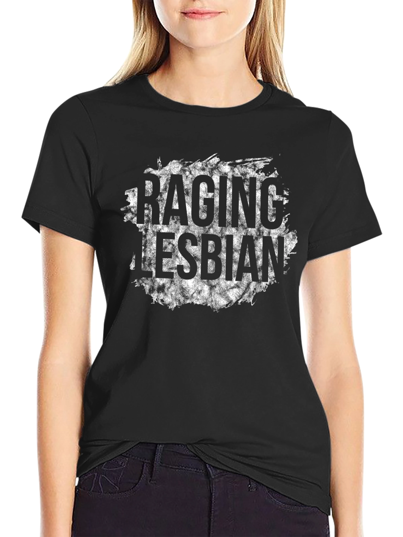 Raging Lesbian Black Cotton T-Shirt