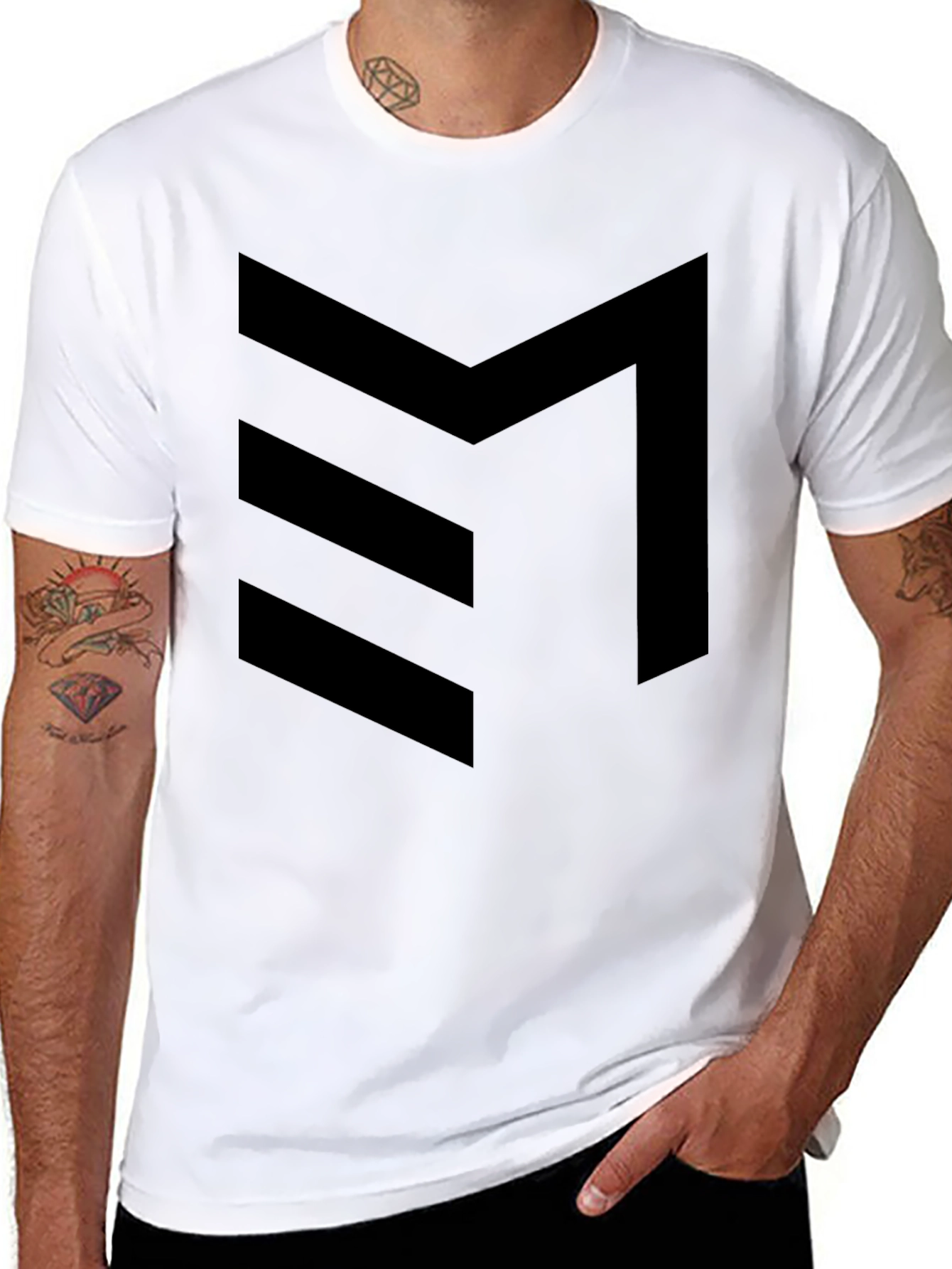 Minimalist Chevron Graphic Tee - Black