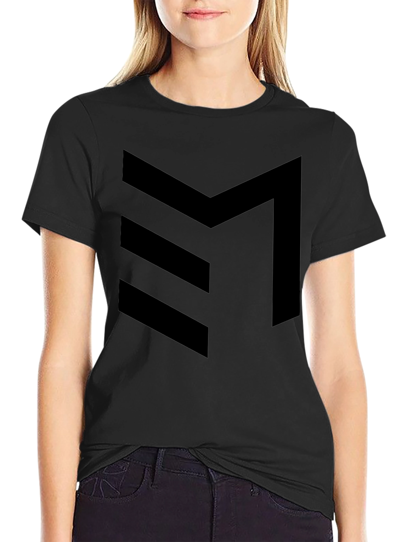 Minimalist Chevron Graphic Tee - Black