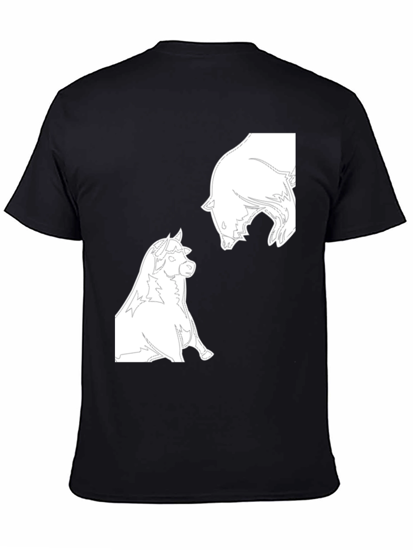 Bull vs Bear Graphic Tee - Black Cotton T-Shirt