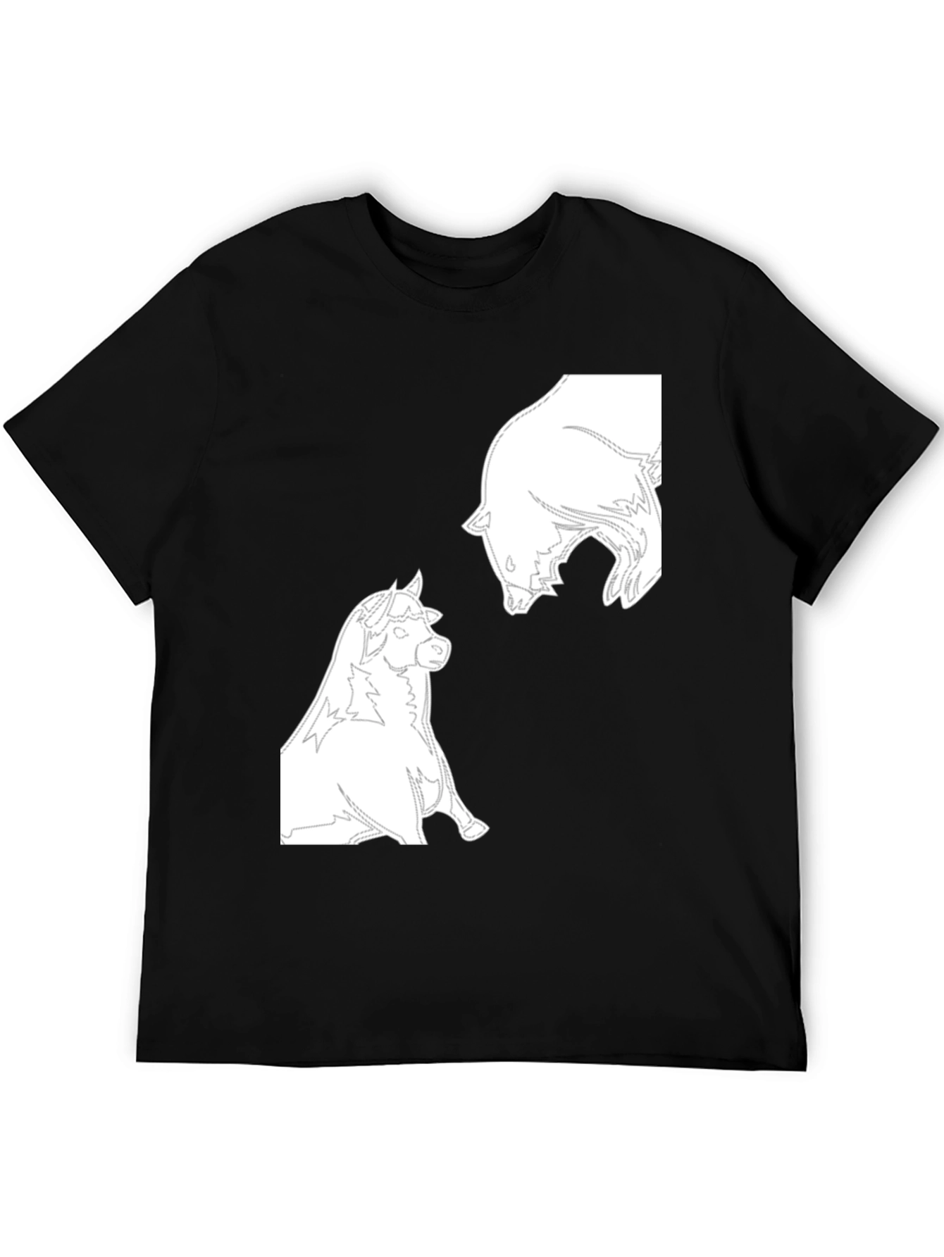 Bull vs Bear Graphic Tee - Black Cotton T-Shirt
