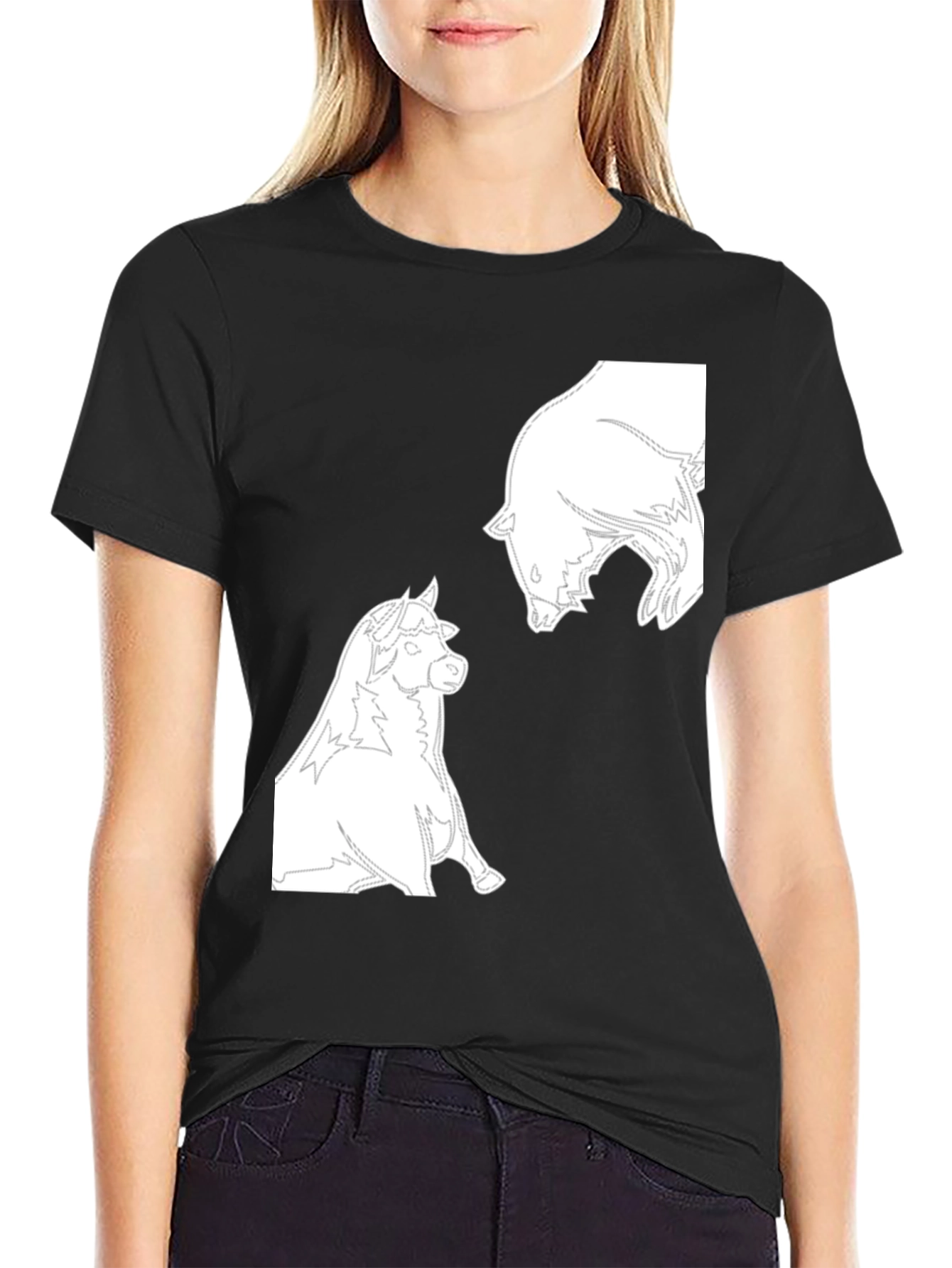 Bull vs Bear Graphic Tee - Black Cotton T-Shirt