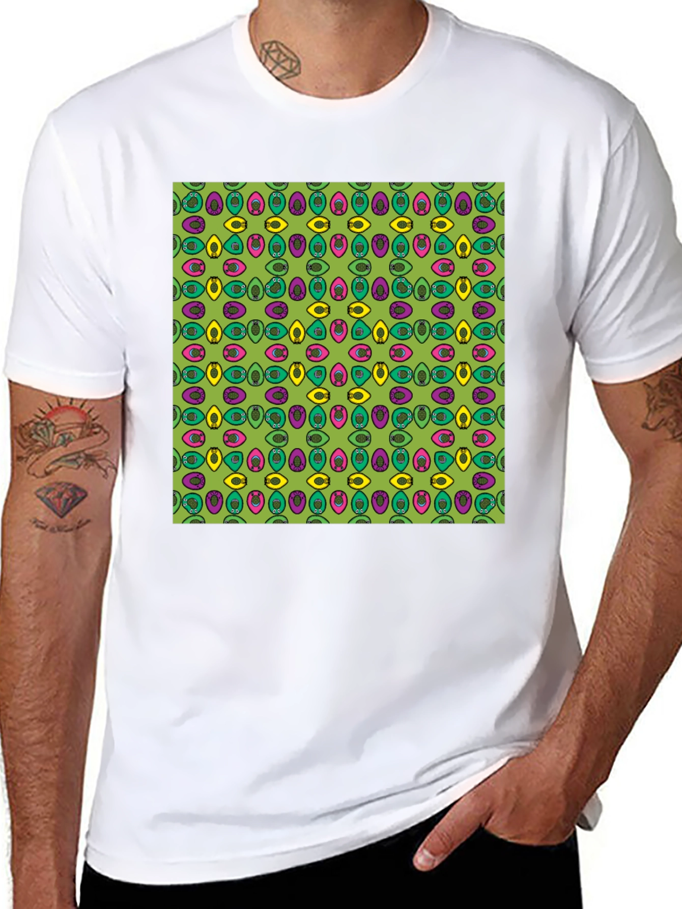 Funky Eye Pattern Tee - Retro Style