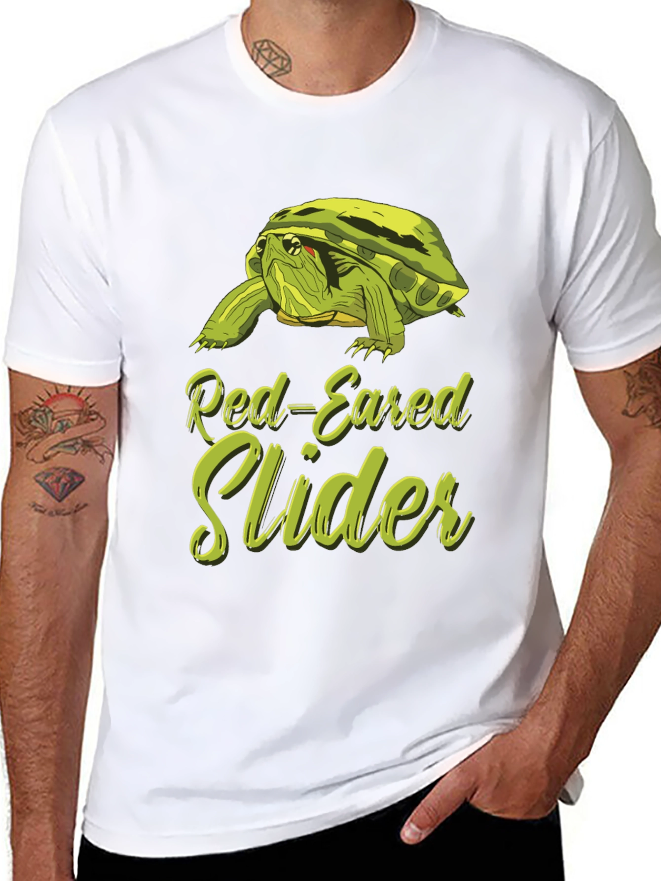 Red-Eared Slider Turtle Graphic T-Shirt - Black