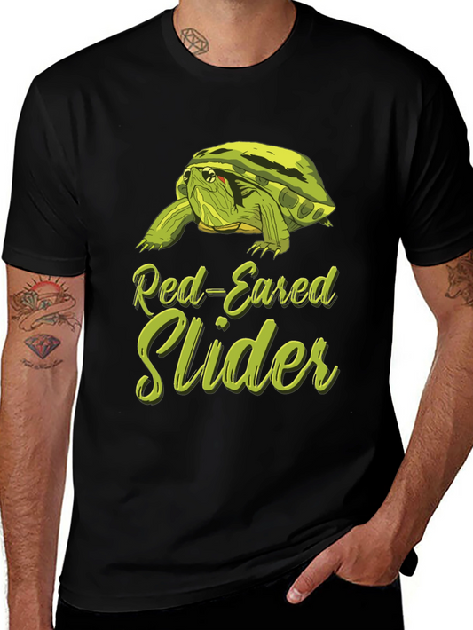 Red-Eared Slider Turtle Graphic T-Shirt - Black