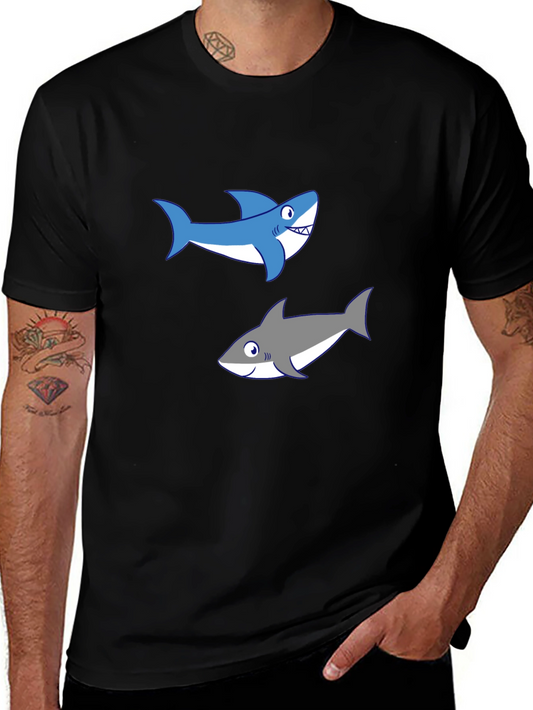Shark Graphic Tee - Black Cotton T-Shirt
