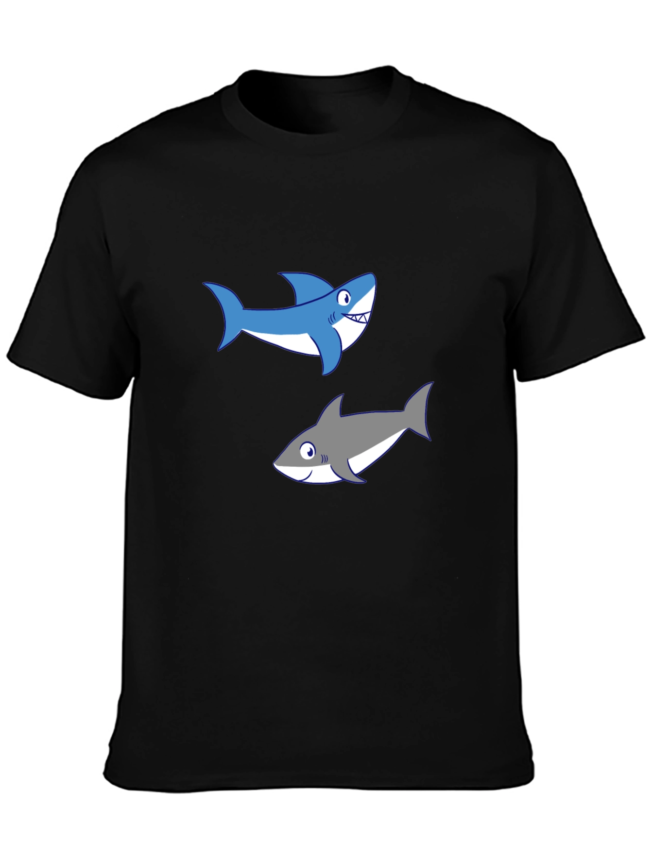 Shark Graphic Tee - Black Cotton T-Shirt