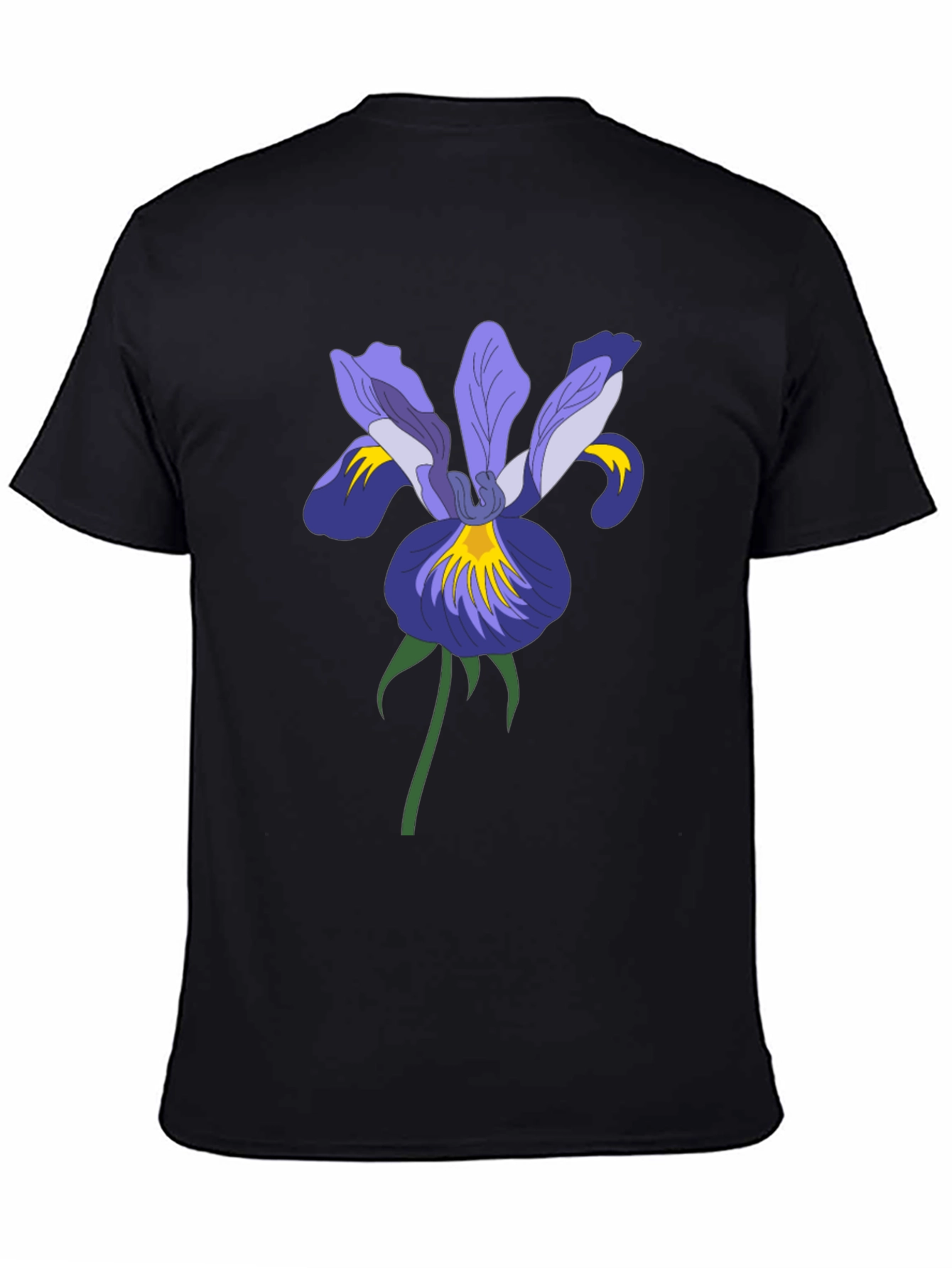 Floral Iris Graphic Black T-Shirt