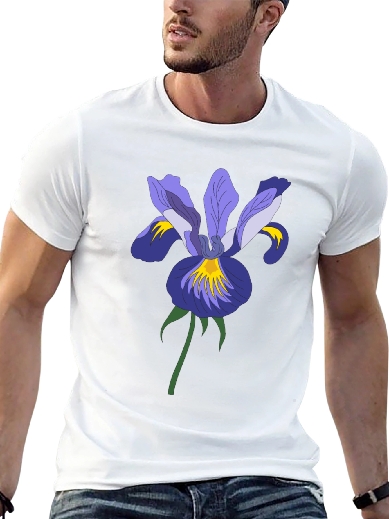 Floral Iris Graphic Black T-Shirt