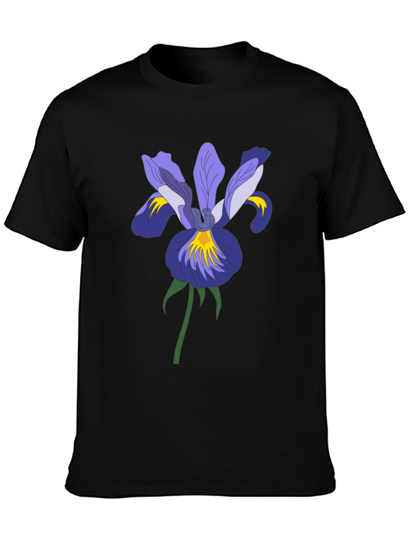 Floral Iris Graphic Black T-Shirt