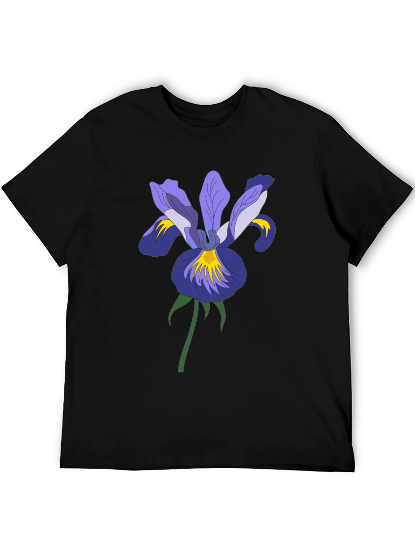 Floral Iris Graphic Black T-Shirt