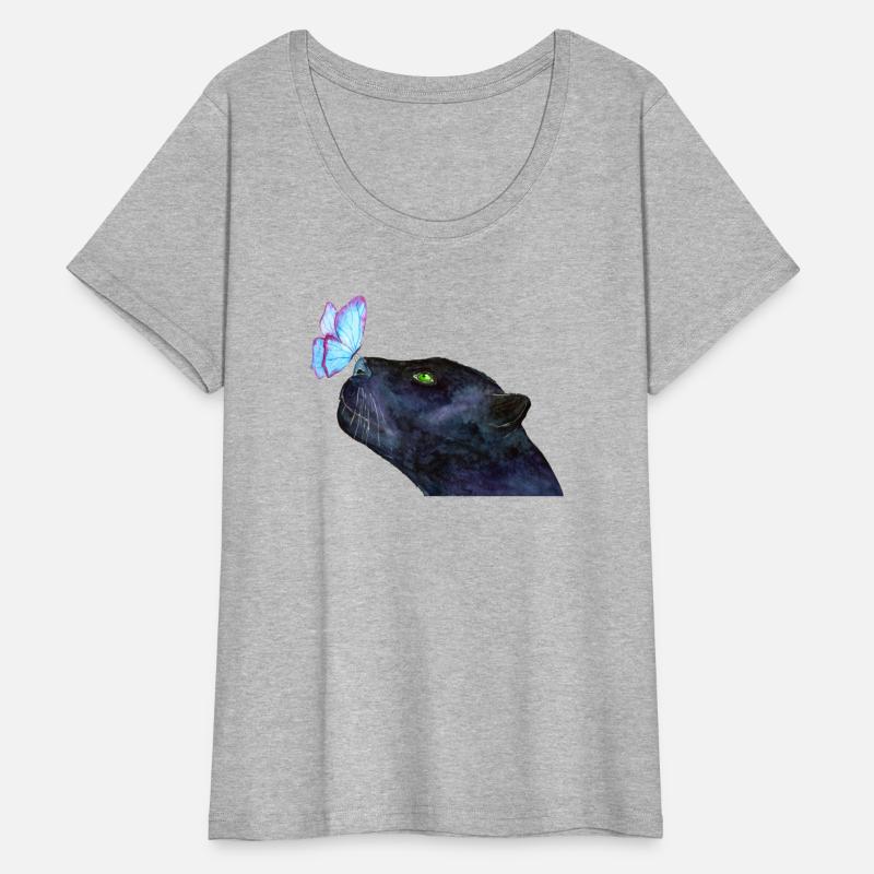 Watercolor black panther and blue butterfly