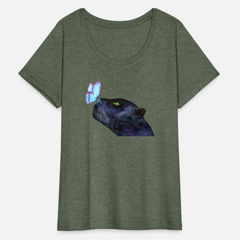 Watercolor black panther and blue butterfly