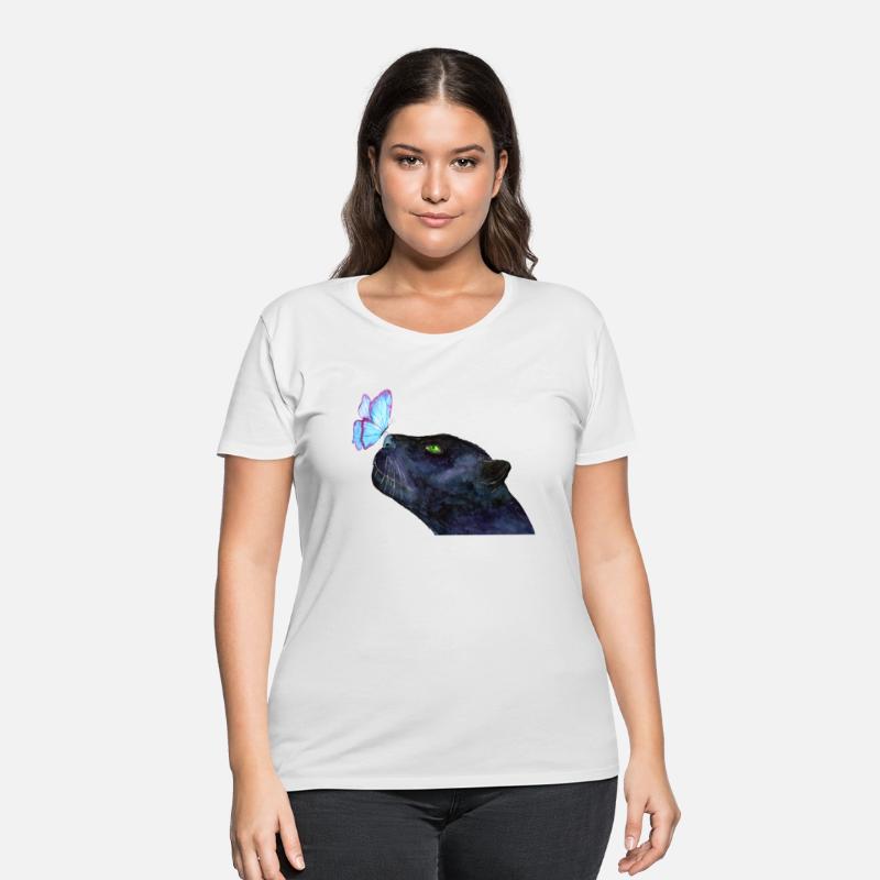 Watercolor black panther and blue butterfly