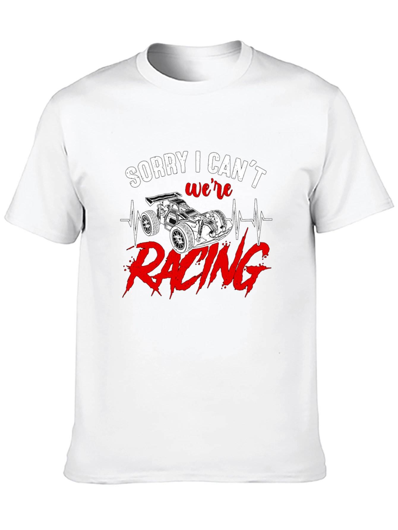 Sorry I Cant Were Racing Black Graphic T-Shirt