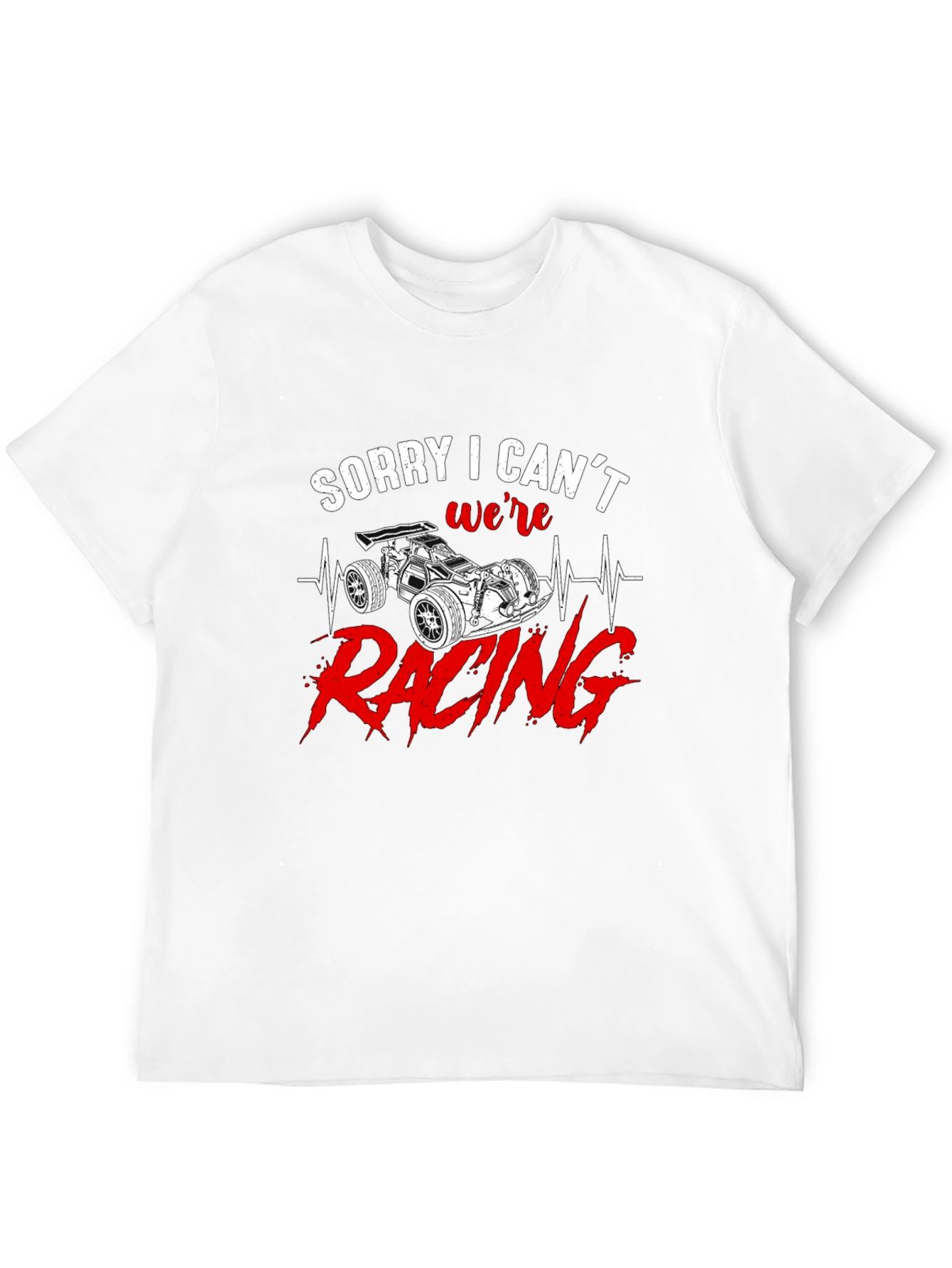 Sorry I Cant Were Racing Black Graphic T-Shirt