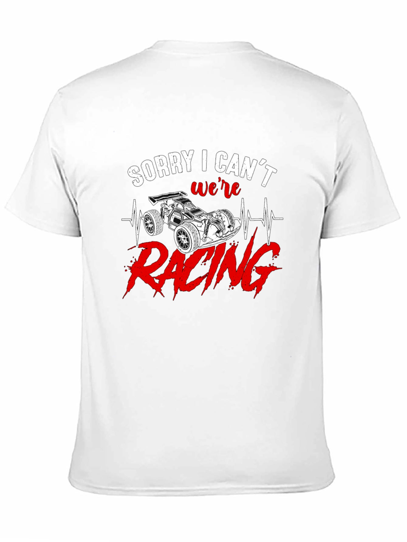 Sorry I Cant Were Racing Black Graphic T-Shirt
