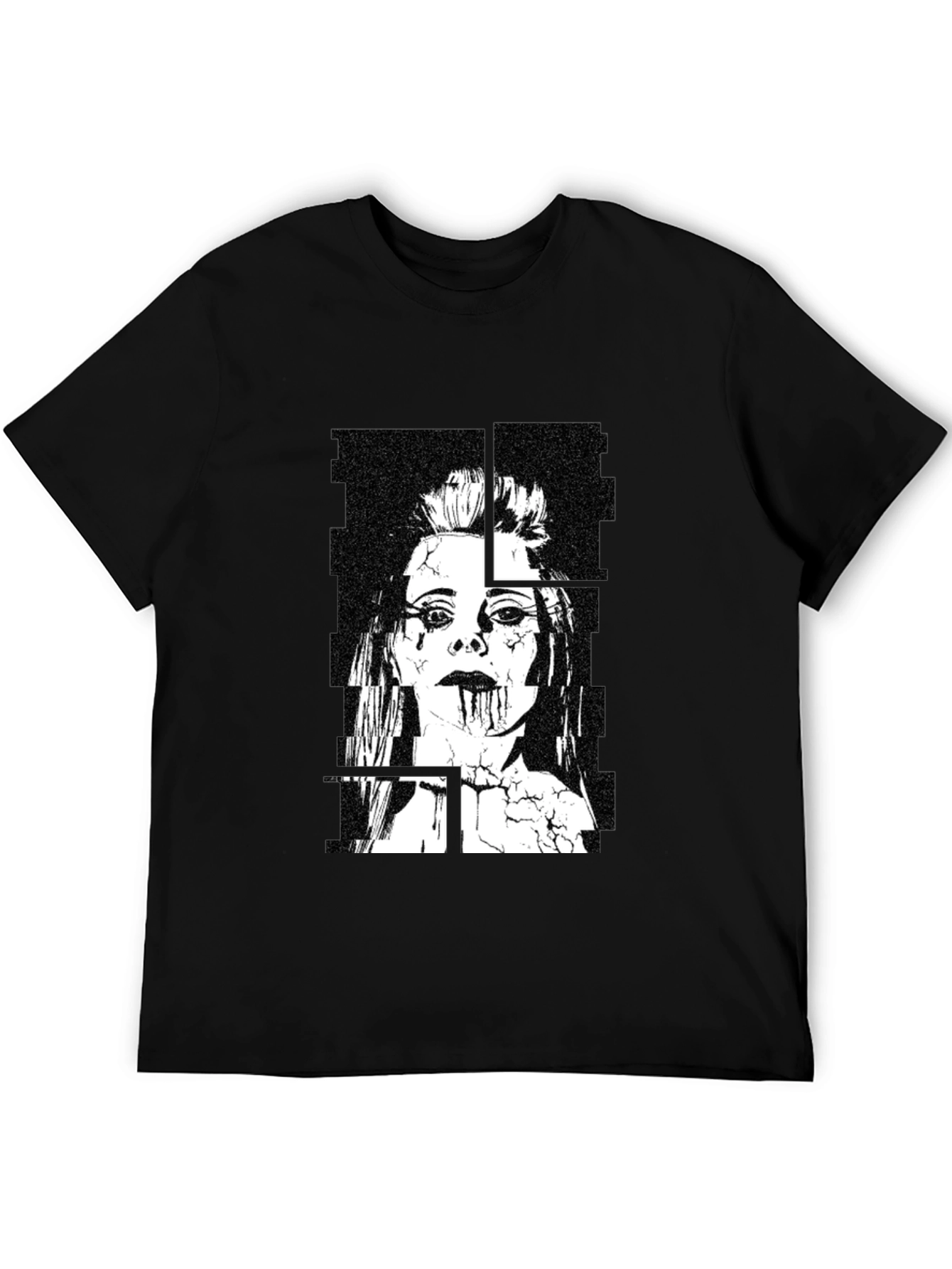 Edgy Black Graphic Tee - Womans Portrait