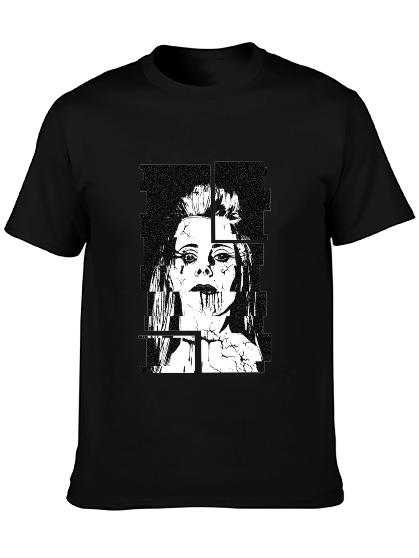 Edgy Black Graphic Tee - Womans Portrait